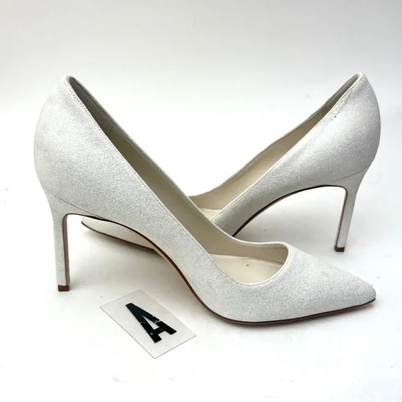 MANOLO BLAHNIK White glitter BB pumps sz 8 - Picture 4 of 14